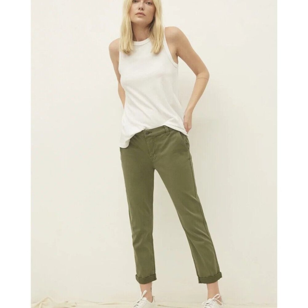 Current/Elliott Confident Pant O Clean Pockets Stretch Cotton Army GreenWomen 30